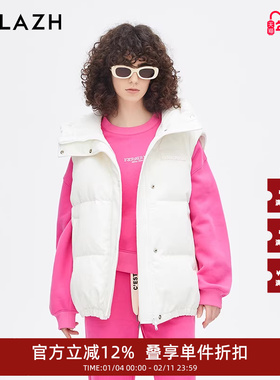 【90%鹅绒】URLAZH有兰新款白色斜纹轻薄短款羽绒背心女LM4CO05