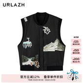 URLAZH有兰新款 潮酷印花滑雪服保暖外搭滑雪马甲背心 时尚