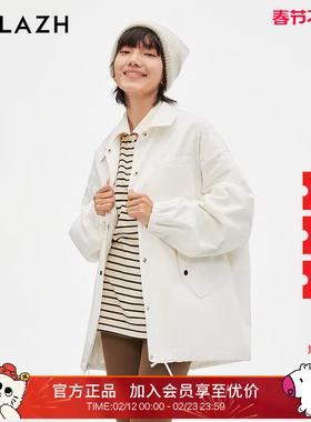 URLAZH有兰新款白色复古翻领休闲简约宽松外套女IM3JA15