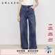 复古风渐变亮钻宽松直筒牛仔长裤 URLAZH有兰秋季 新款