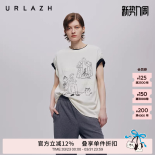 复古圆领休闲短袖 情人节浪漫婚礼印花美式 T恤 新款 URLAZH有兰秋季