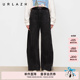 女 复古风黑灰撞色条纹直筒牛仔裤 URLAZH有兰冬季 新款