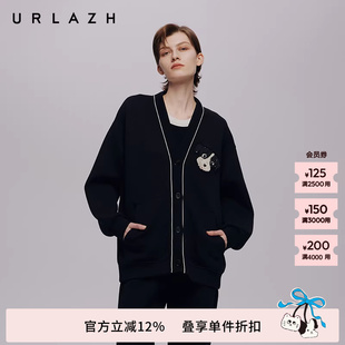 黑色简约百搭PUPPY亮片狗狗休闲重工长袖 外套 新款 URLAZH有兰秋季