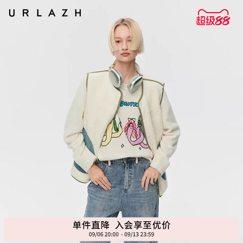 有兰双面穿牛仔拼接马甲