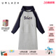 复古撞色插肩袖 新款 连帽卫衣连衣裙女 URLAZH有兰2025冬季 商场同款