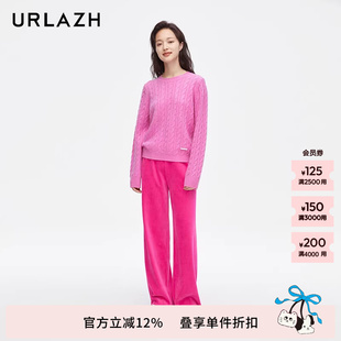 URLAZH有兰新款 女LM4PA14 玫红宽松直筒灯芯绒休闲裤