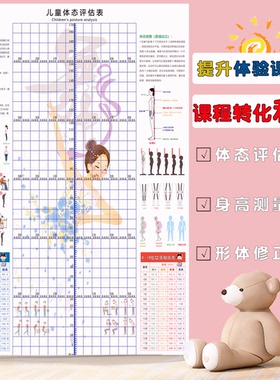 青少儿体态评估表体适能舞蹈模特跆拳道培训身高体测矫正图墙纸布