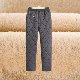 加绒加厚驼绒松紧腰爸爸内穿羊羔绒高腰保暖裤 棉裤 冬季 中老年男士