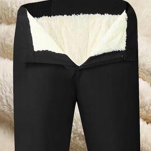 外穿保暖中老年休闲宽松爸爸高腰 加绒直筒裤 羊羔绒加厚棉裤 男冬季