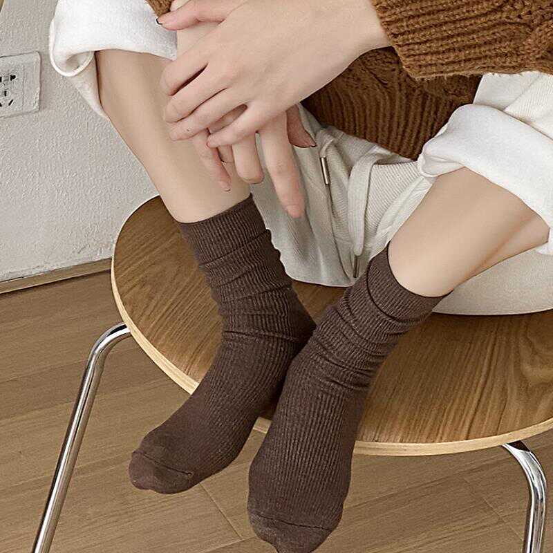 匹克企鹅秋冬季袜子咖色超细羊毛保暖堆堆袜女款羊绒日系百搭中筒