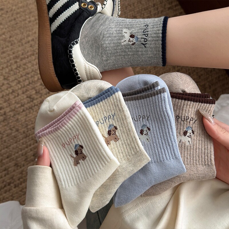 秋冬可爱卡通中筒袜女