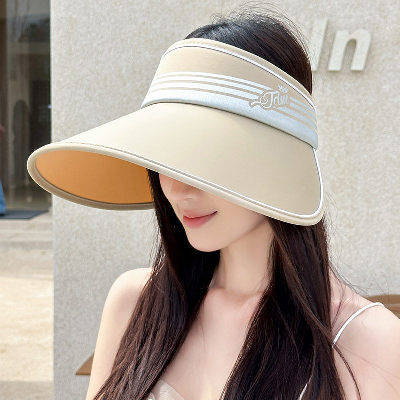 冰丝凉感空顶遮阳帽子女夏季大帽檐防紫外线防晒帽户外出游太阳帽