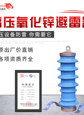 湘开Y5WS-17/50FT瓷外套氧化锌避雷器10KV广东专用免维护型避雷器