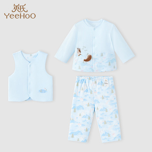 英氏儿童夹棉背心秋冬保暖纯棉家居服开衫马甲 银雪YLPAJ3P014A