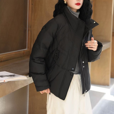 3610 2025冬季白鸭绒立领简约衬衫款短款羽绒服外套