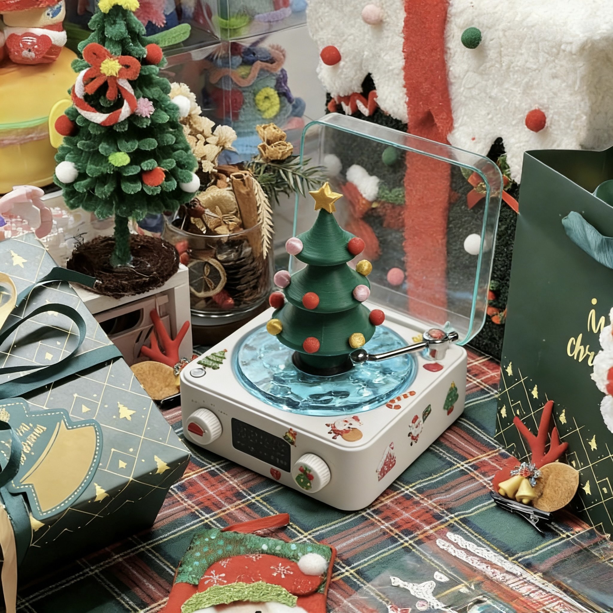 NOOWERE水波纹蓝牙音响听海黑胶小音箱唱片机氛围感生日圣诞礼