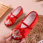 表演舞蹈鞋 23新款 民族风公主鞋 儿童古装 纯手工布鞋 女童汉服绣花鞋
