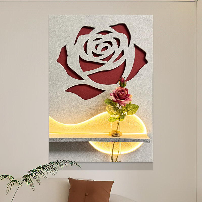 轻奢高级感过道背景墙装饰画客厅卧室挂画3D立体造型带灯砂岩壁画