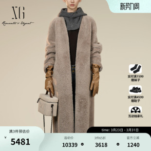 纯长款 XG雪歌厚款 新款 咖色浴袍风皮草2025冬季 直筒皮草外套女 长袖