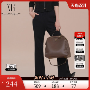黑色宽松显瘦微喇长裤 新款 女 2025春季 XG雪歌淑女风通勤简约休闲裤