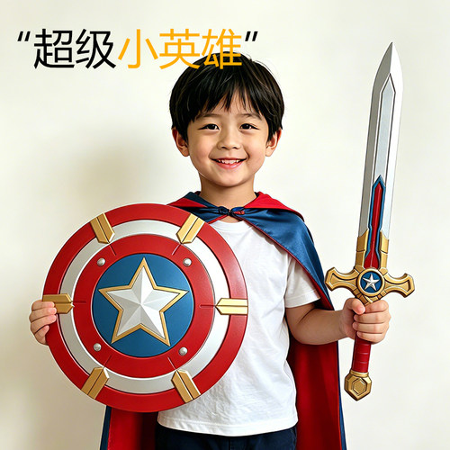 超级英雄盾牌剑套装儿童COS道具男孩万圣节演出服装配件装饰武器
