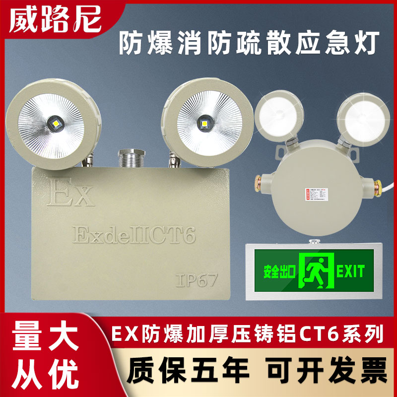 防爆应急灯led疏散标志牌消防CT6照明灯加油站防爆安全出口指示灯