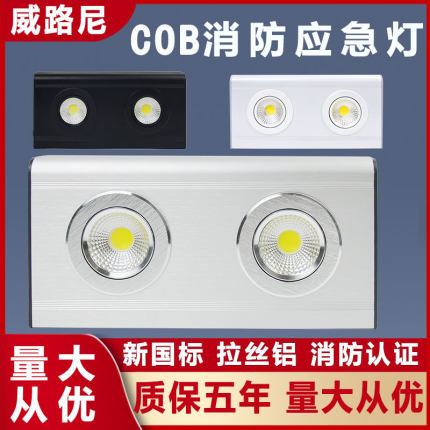 新国标COB应急灯铝拉丝 led灯安全出口消防停电照明灯通道疏散灯