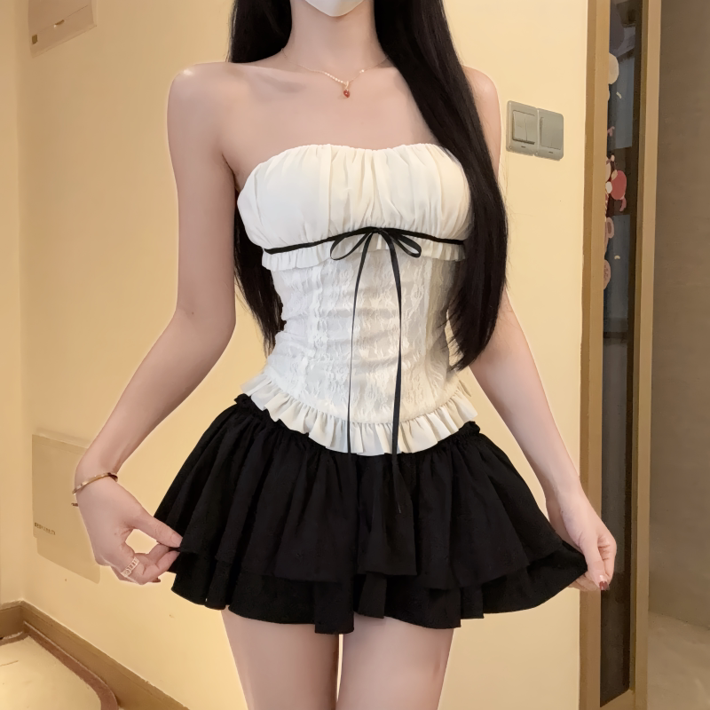 IQCQ辣妹风显瘦蓬蓬裙开衫套装图片