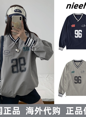 韩国正品nieeh卫衣外套jennie同款宽松上衣美式球衣棒球服女情侣