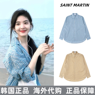 韩国正品SAINT MARTIN衬衫章若楠同款慵懒休闲春秋薄款长袖上衣女
