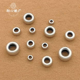 S925纯银做旧车轮珠隔珠桶珠手链项链散珠手工diy配件配饰饰品