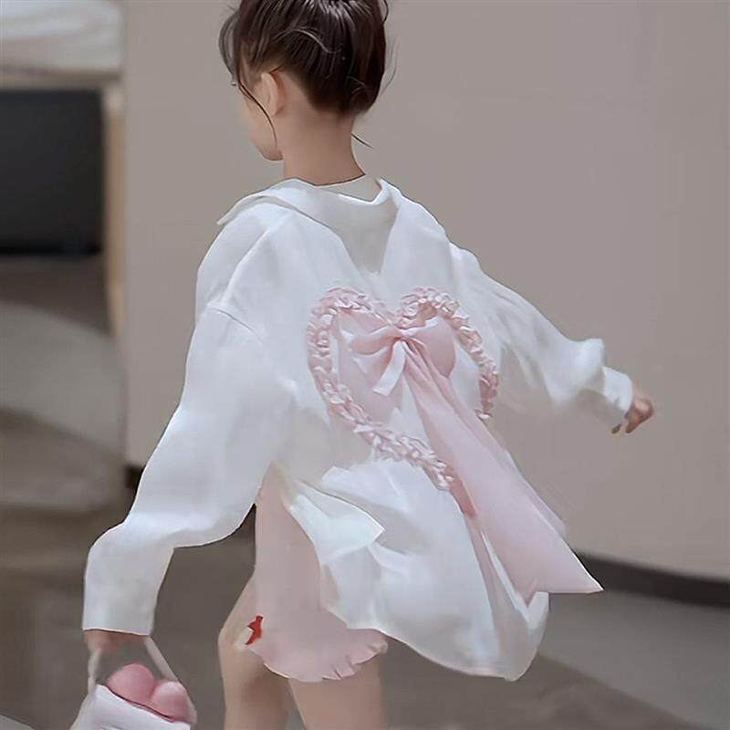法国MIWEIKE 女童爱心蝴蝶结防晒衣夏季薄款防紫外线衬衫外套