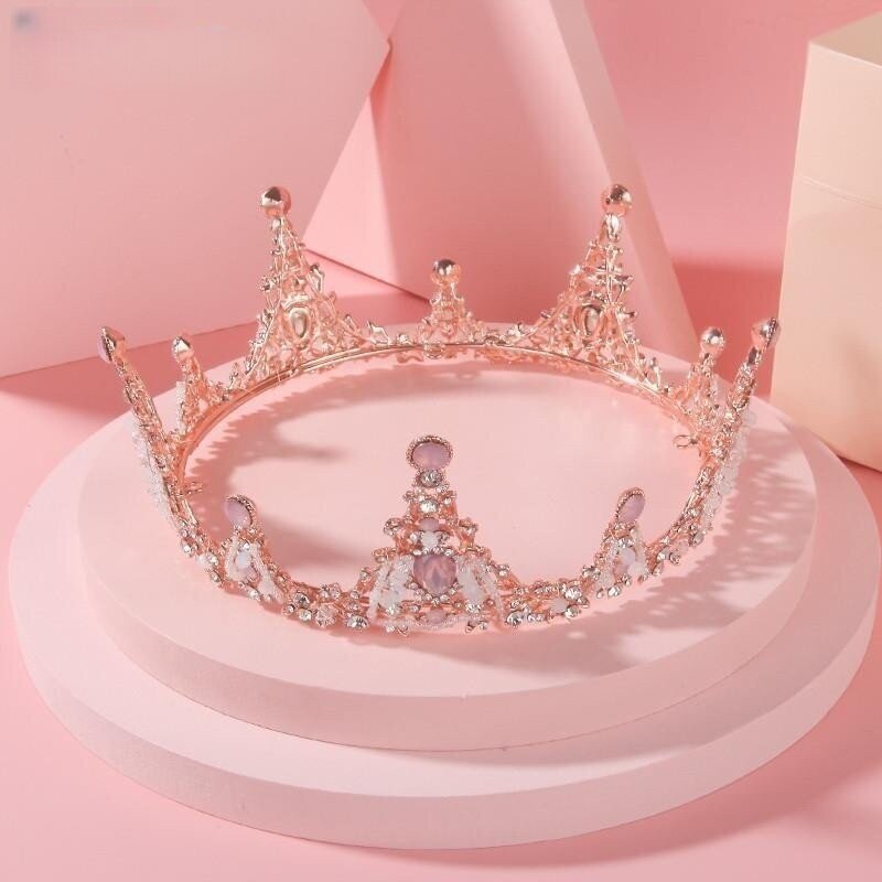 法国正品高端女童粉色皇冠圆形