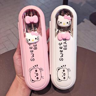 英国Next Rtrx 卡通KT可携式餐具勺子筷子叉子套装三件套304学生