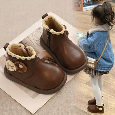 英国女童甜美花边加绒马丁靴秋冬