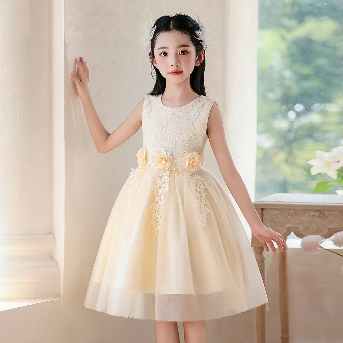 法国MIWEIKE 女童生日公主裙礼服连衣裙主持人婚礼六一儿童节演出