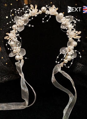 英国Next Chek 花环头饰森系仙女花童公主生日超仙王冠珍珠发箍女