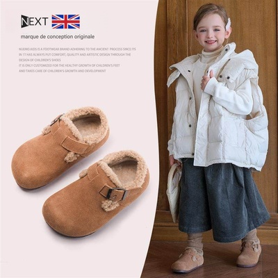 英国秋冬季儿童加绒真皮勃肯鞋