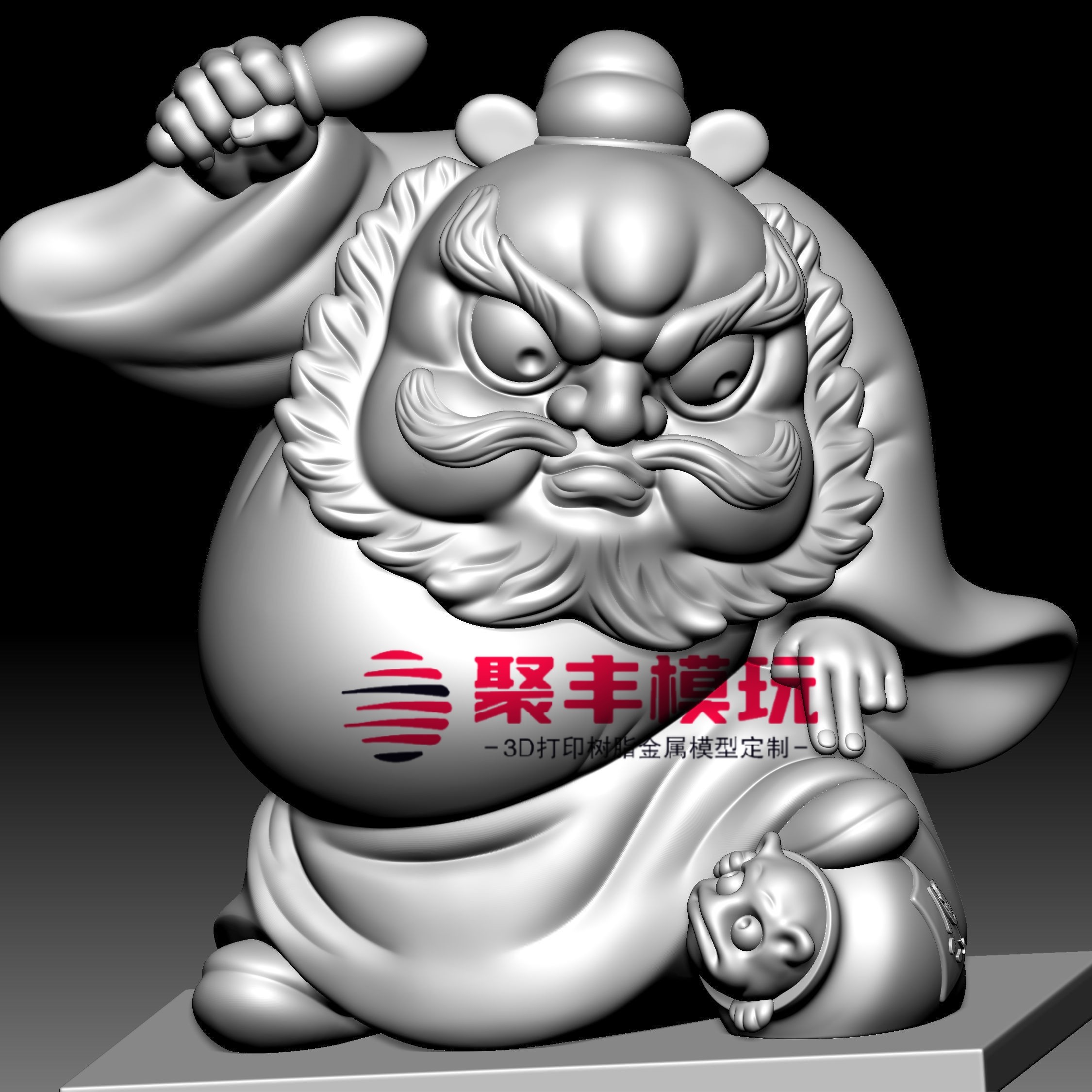 钟馗STL文件3D模型Q版钟馗三维图纸STL数据3D打印CNC电脑雕刻