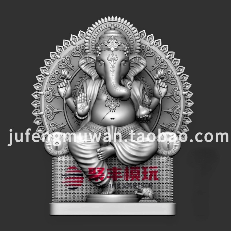 印度象头神STL文件3D模型印度三维图纸STL数据圆雕3D打印机雕CNC