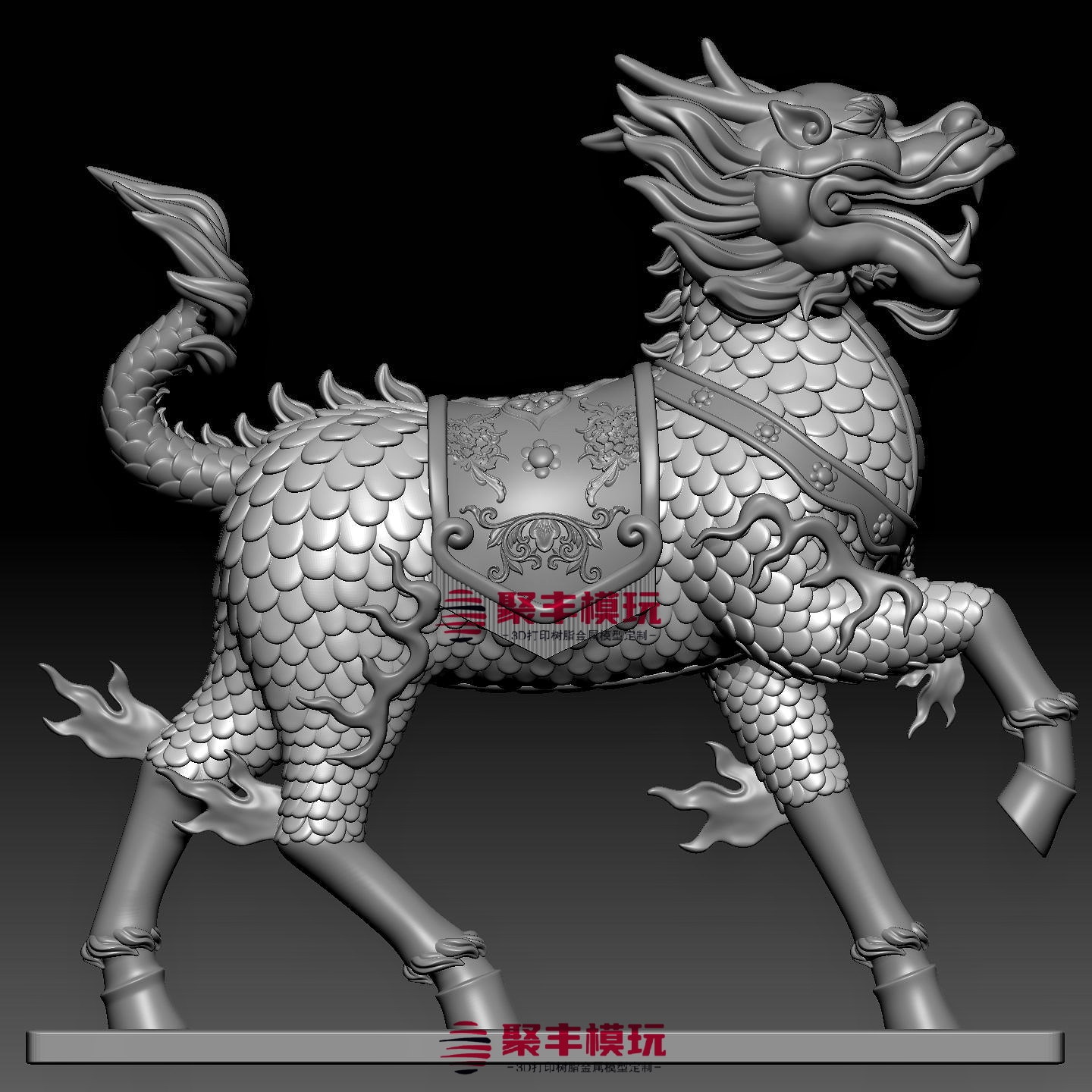 麒麟STL文件3D模型神兽麒麟三维图纸STL数据圆雕机雕刻打印CNC