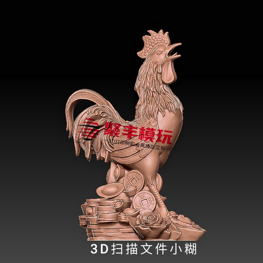 大公鸡stl文件扫描3d模型动物雕塑三维立体图纸stl数据机雕雕刻