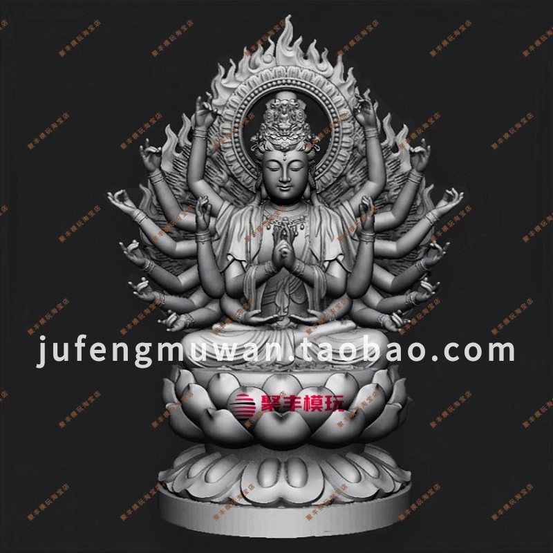 千手观音STL文3D模型神佛菩萨造像雕刻三维立体图纸STL数据CNC