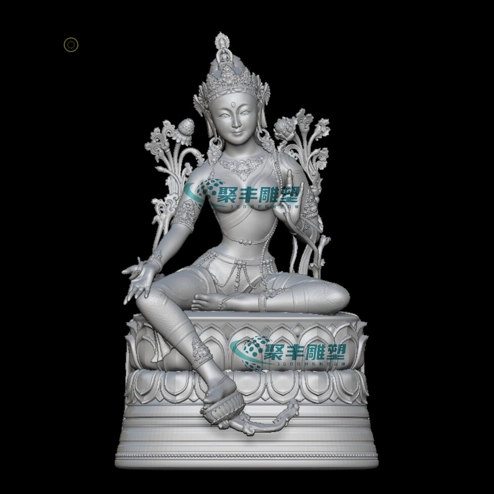 藏传绿度母STL文件3D模型观音菩萨三维图纸STL数据3D打印电脑雕刻