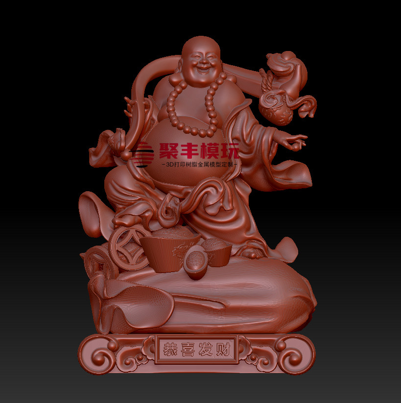 圆雕如意弥勒佛STL文件3D模型欢笑佛三维图纸STL数据3D雕刻CNC