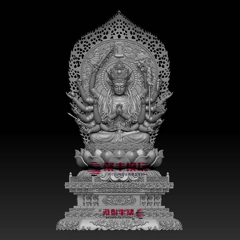 千手观音STL文件3D模型观音三维图纸STL数据圆雕机雕刻CNC