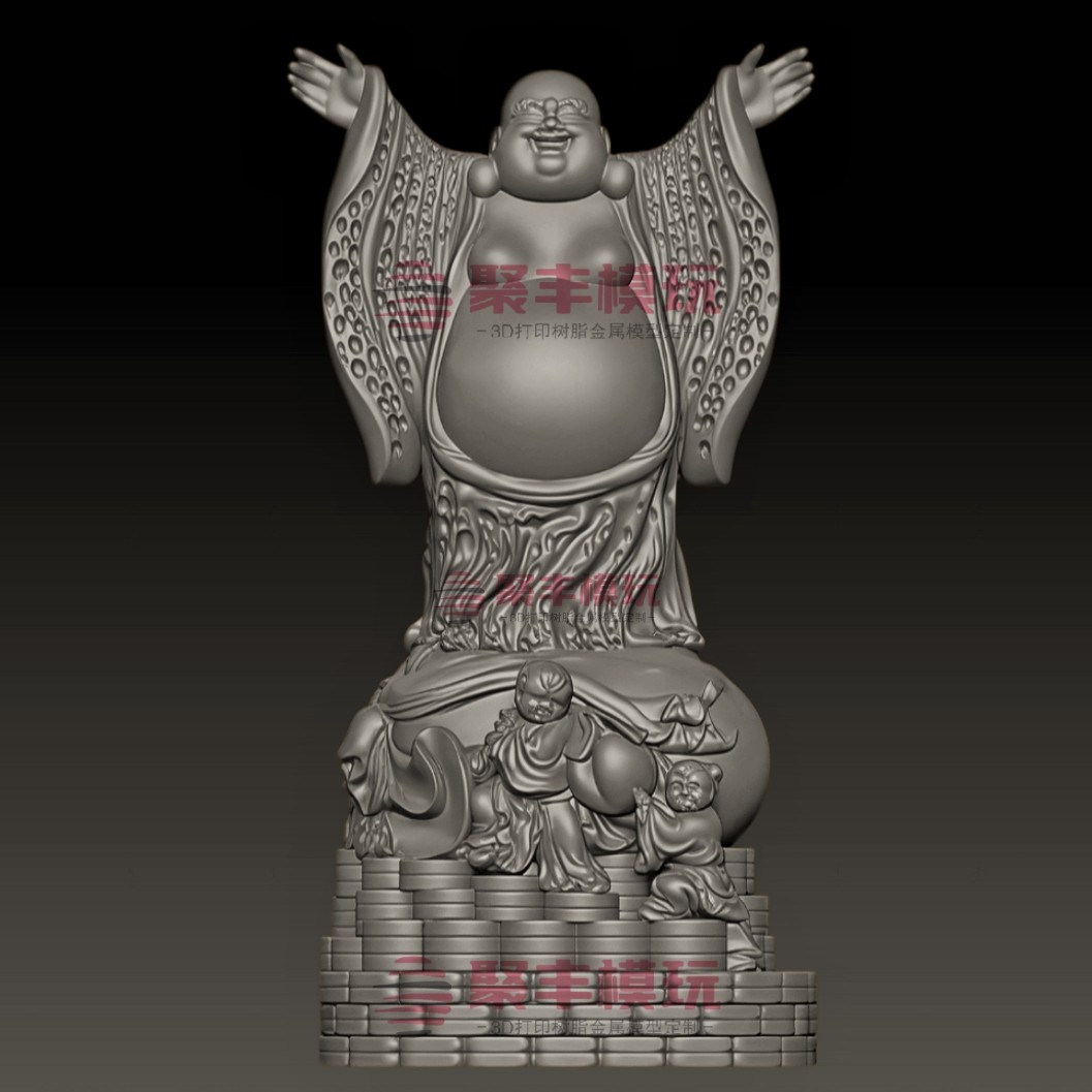 弥勒佛STL文件3D模型大肚佛三维图纸STL数据机雕打印圆雕图纸
