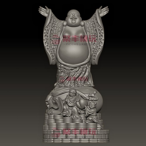 弥勒佛STL文件3D模型大肚佛三维图纸STL数据机雕打印圆雕图纸