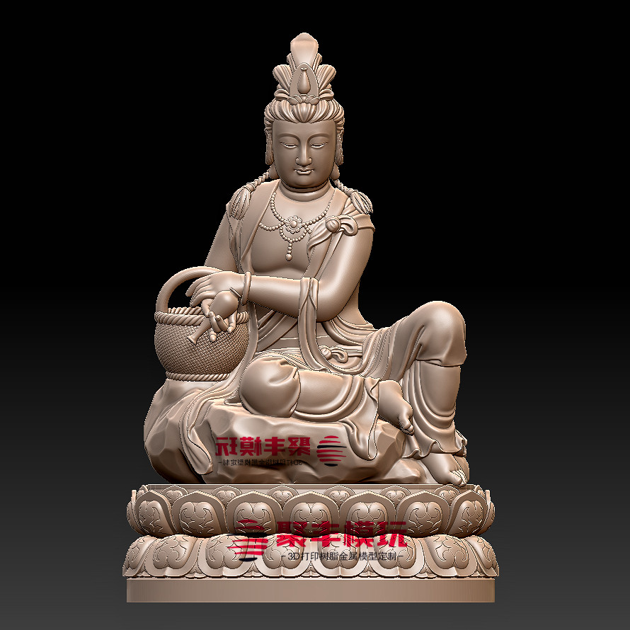 提篮观音STL文件3D图纸模型菩萨三维STL数据机雕刻打印CNC