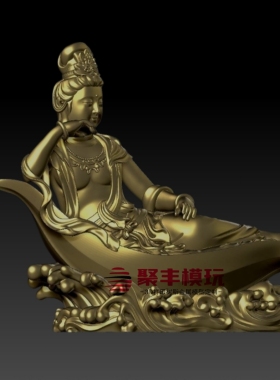 一叶观音STL文件3D模型观音菩萨三维图纸STL数据机雕刻打印